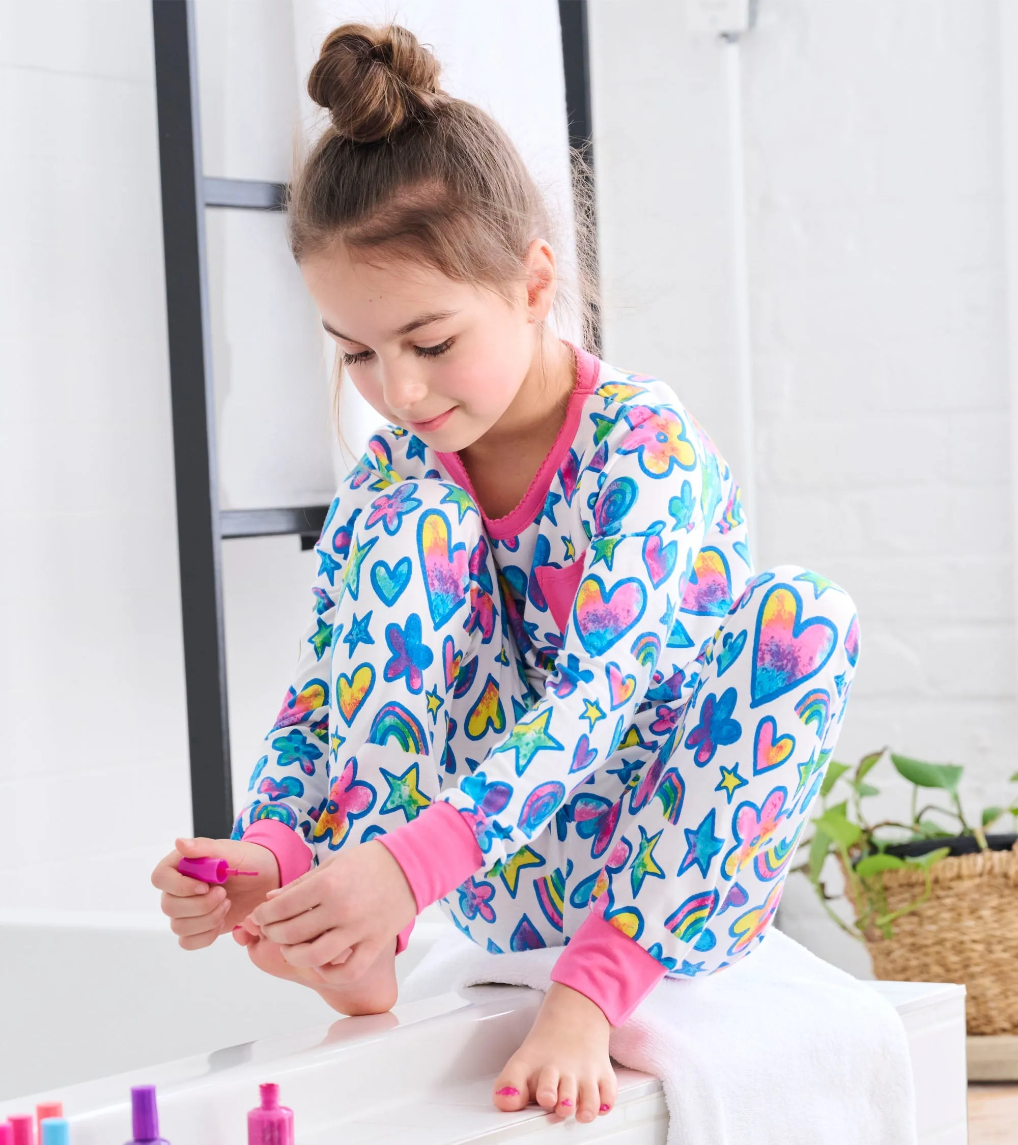 Girls Watercolour Doodles Bamboo Pajama Set -Hatley
