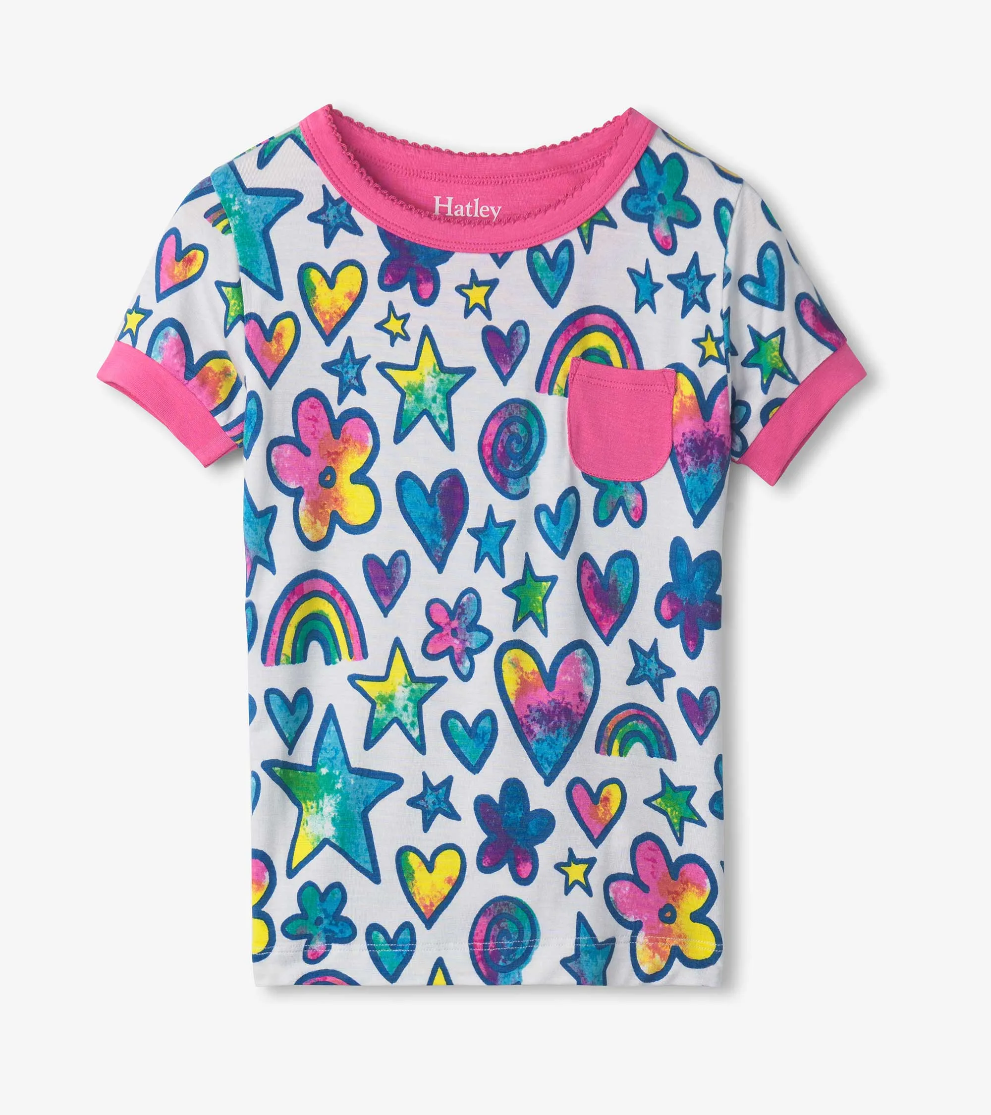 Girls Watercolour Doodles Bamboo Short Pajama Set -Hatley