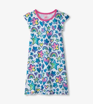 Girls Watercolour Doodles Nightdress -Hatley
