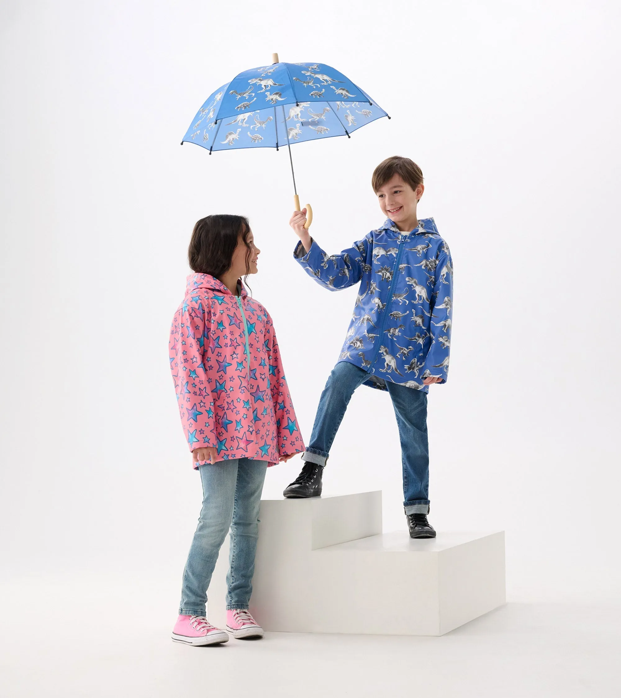 Girls Watercolour Doodles Zip-Up Rain Jacket -Hatley