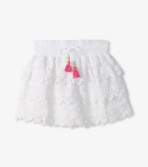 Girls White Hearts Floaty Skort -Hatley
