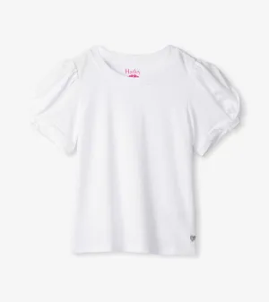Girls White Twisted Sleeve Tee -Hatley