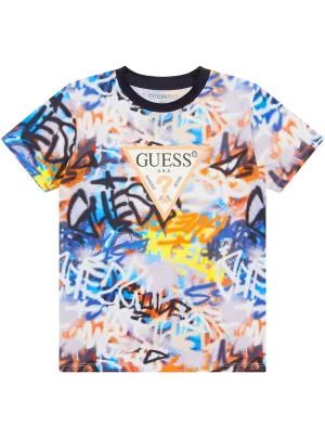Graffiti Print Short Sleeve T-Shirt (2-7) Guess