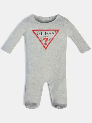 Grey Logo Onesie (0-12m) Guess