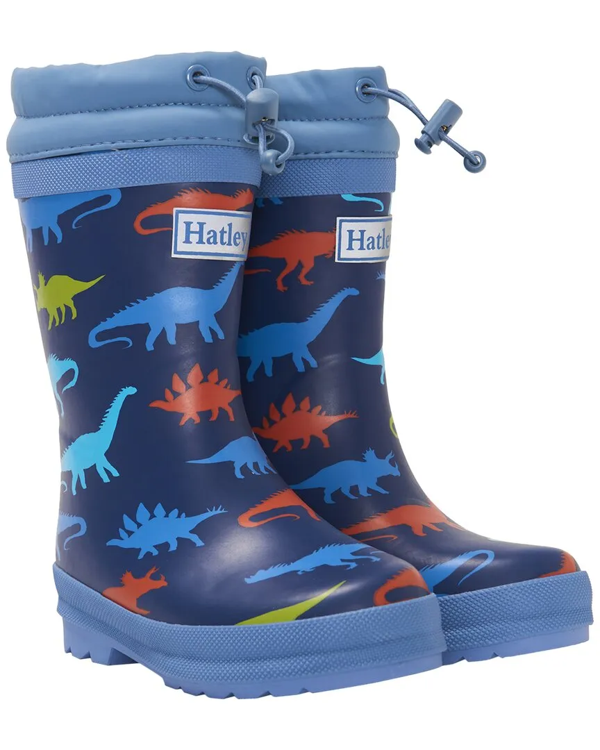 Hatley Dino Silhouettes Sherpa-Lined Rain Boot & Matching Socks