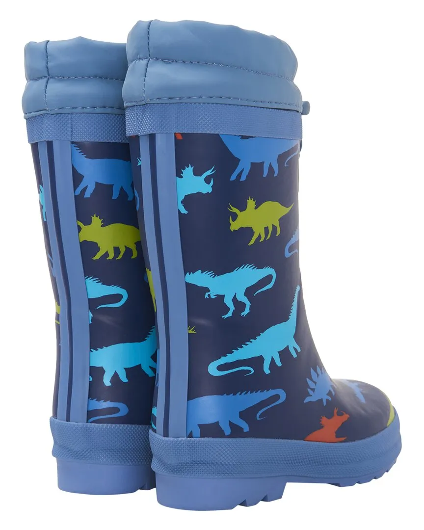 Hatley Dino Silhouettes Sherpa-Lined Rain Boot & Matching Socks