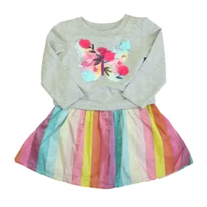 Hatley Girls Gray | Pink Butterfly Dress