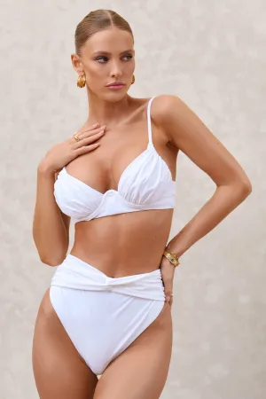 High Tide | White High Waisted Twist Front Bikini Bottoms Club L London
