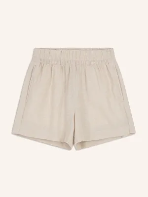 High-Waisted Linen-Blend Pull-On Shorts -- 3.5-inch inseam
