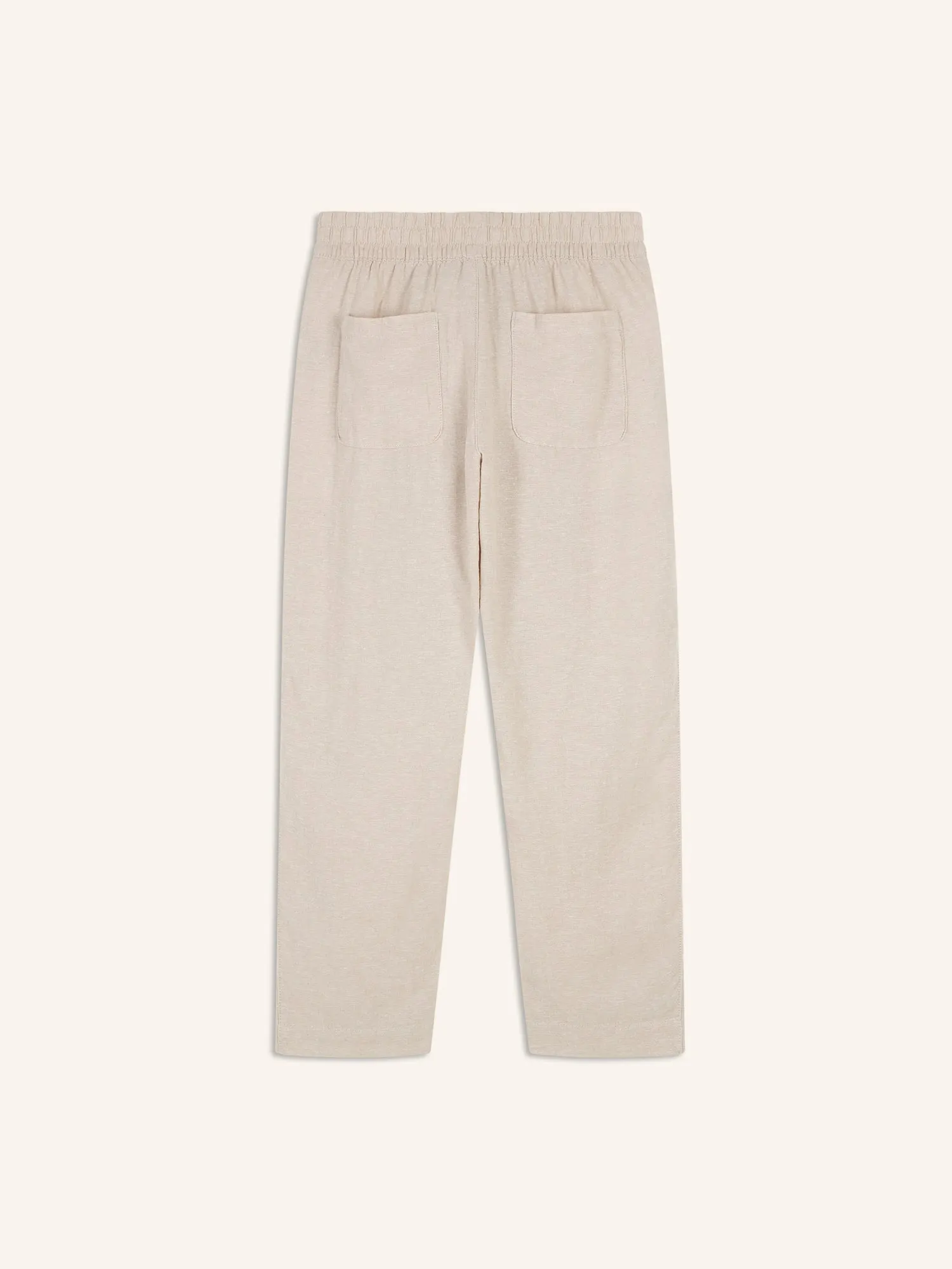 High-Waisted Linen-Blend Straight Pants
