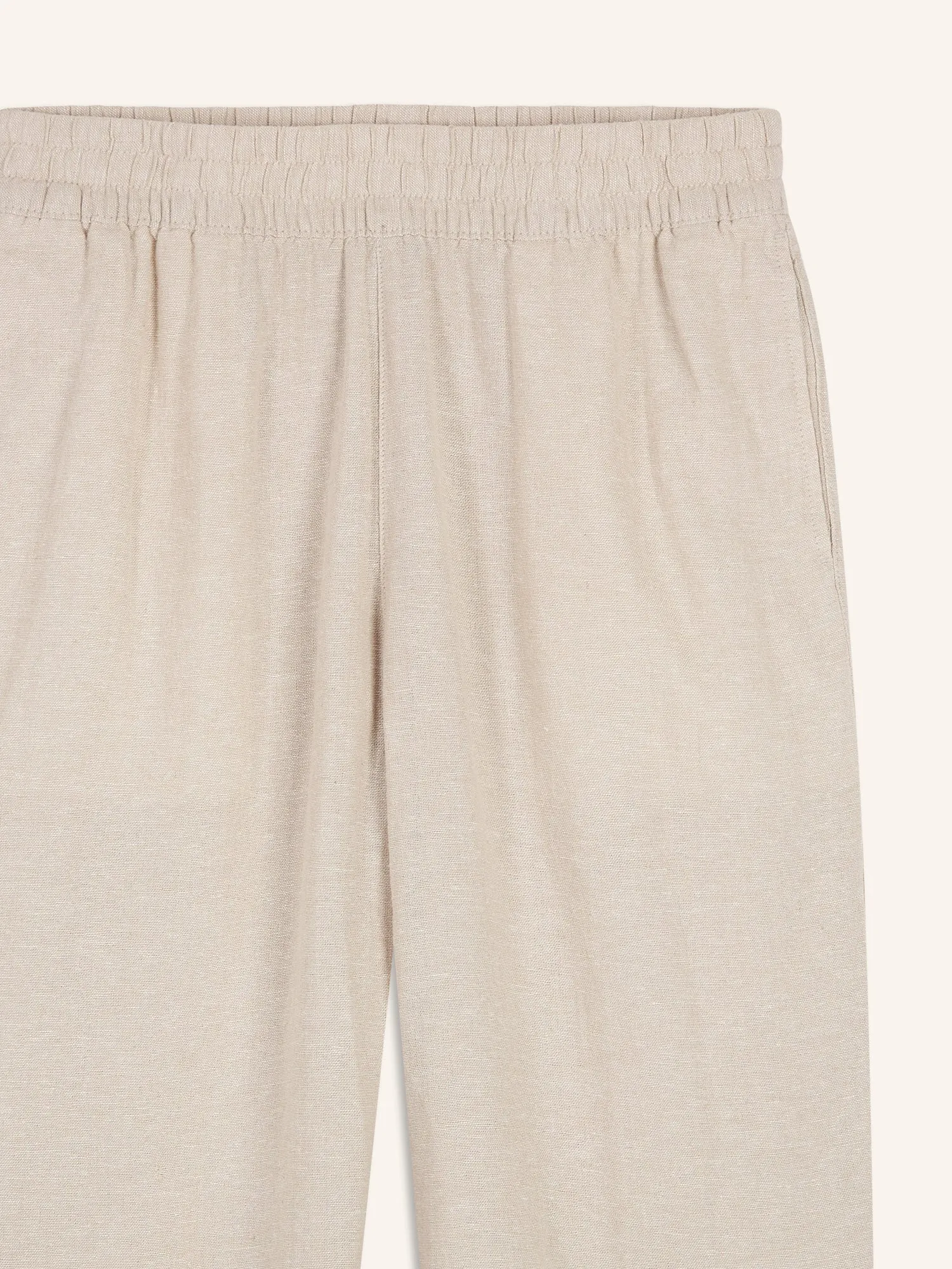 High-Waisted Linen-Blend Straight Pants