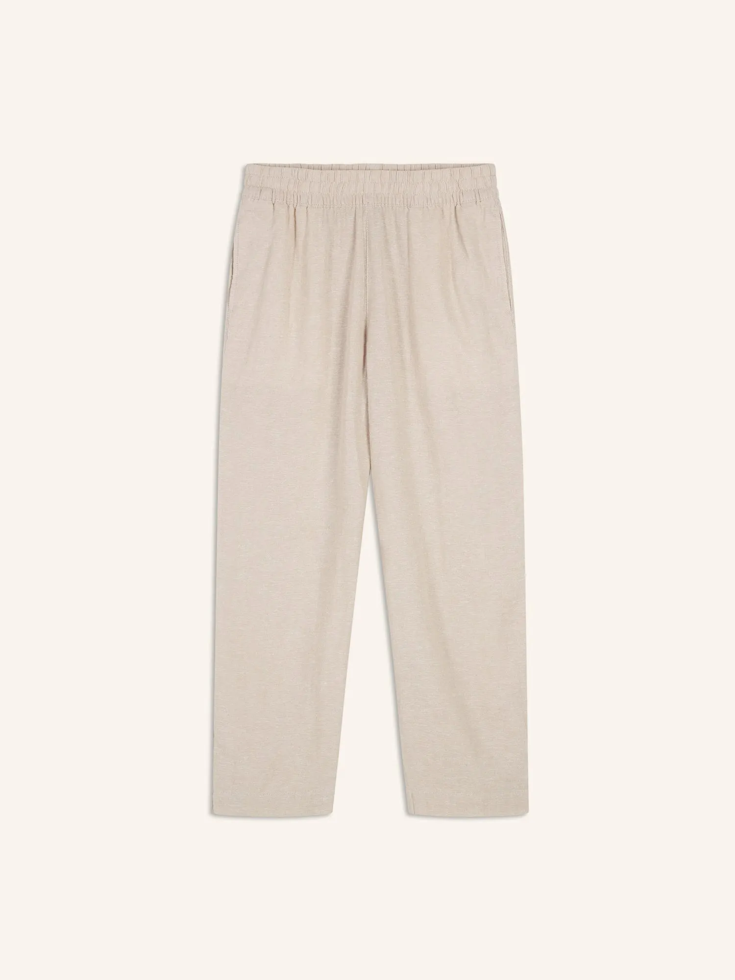 High-Waisted Linen-Blend Straight Pants