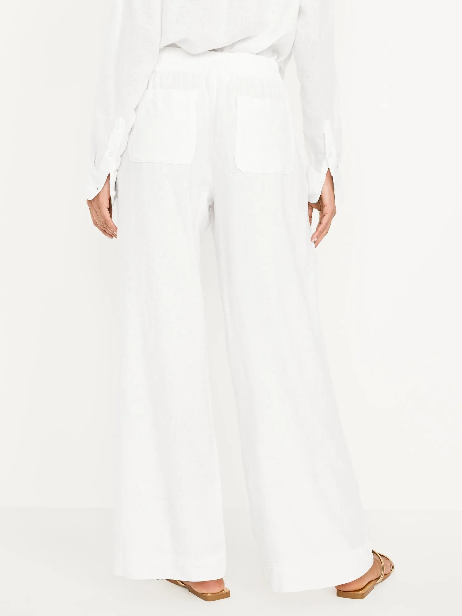 High-Waisted Linen-Blend Wide-Leg Pants