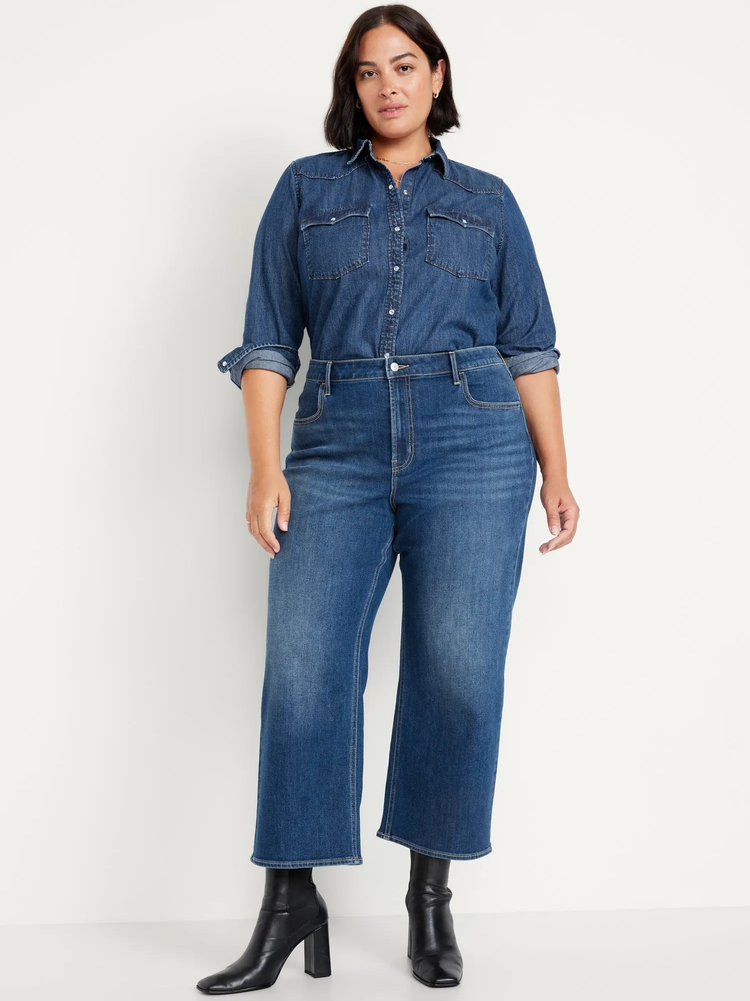 High-Waisted Wow Crop Wide-Leg Jeans