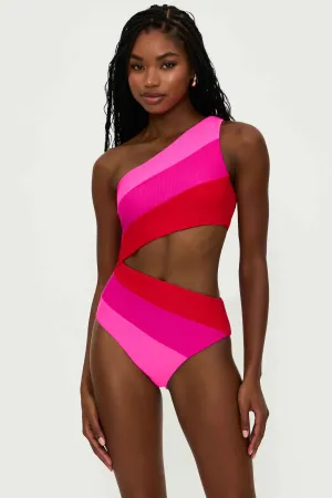 Joyce One Piece Fuchsia Red Neon Pink Beach Riot