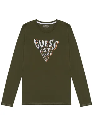 Khaki Long Sleeve T-Shirt (7-16) Guess