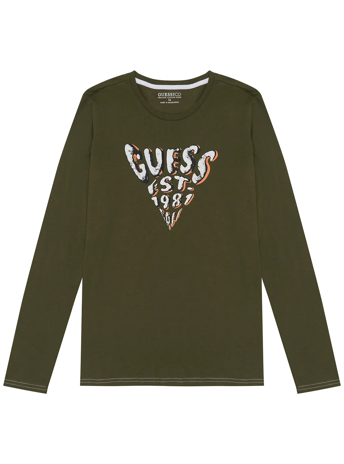 Khaki Long Sleeve T-Shirt (7-16) Guess
