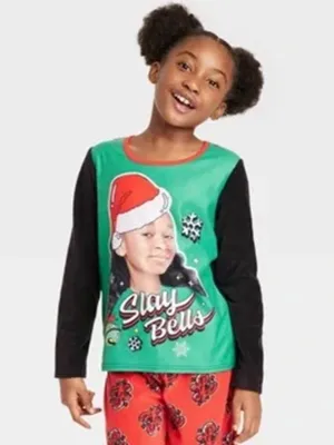 Kids Girl's Christmas Sleepwear Top,Black/Green