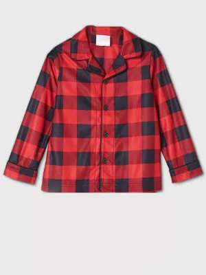 Kids Girl's Plaid Sleepwear Top,Black/Red