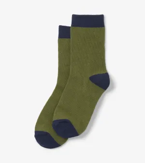 Kids Green & Navy Crew Socks -Hatley