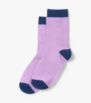 Kids Lilac & Navy Crew Socks -Hatley