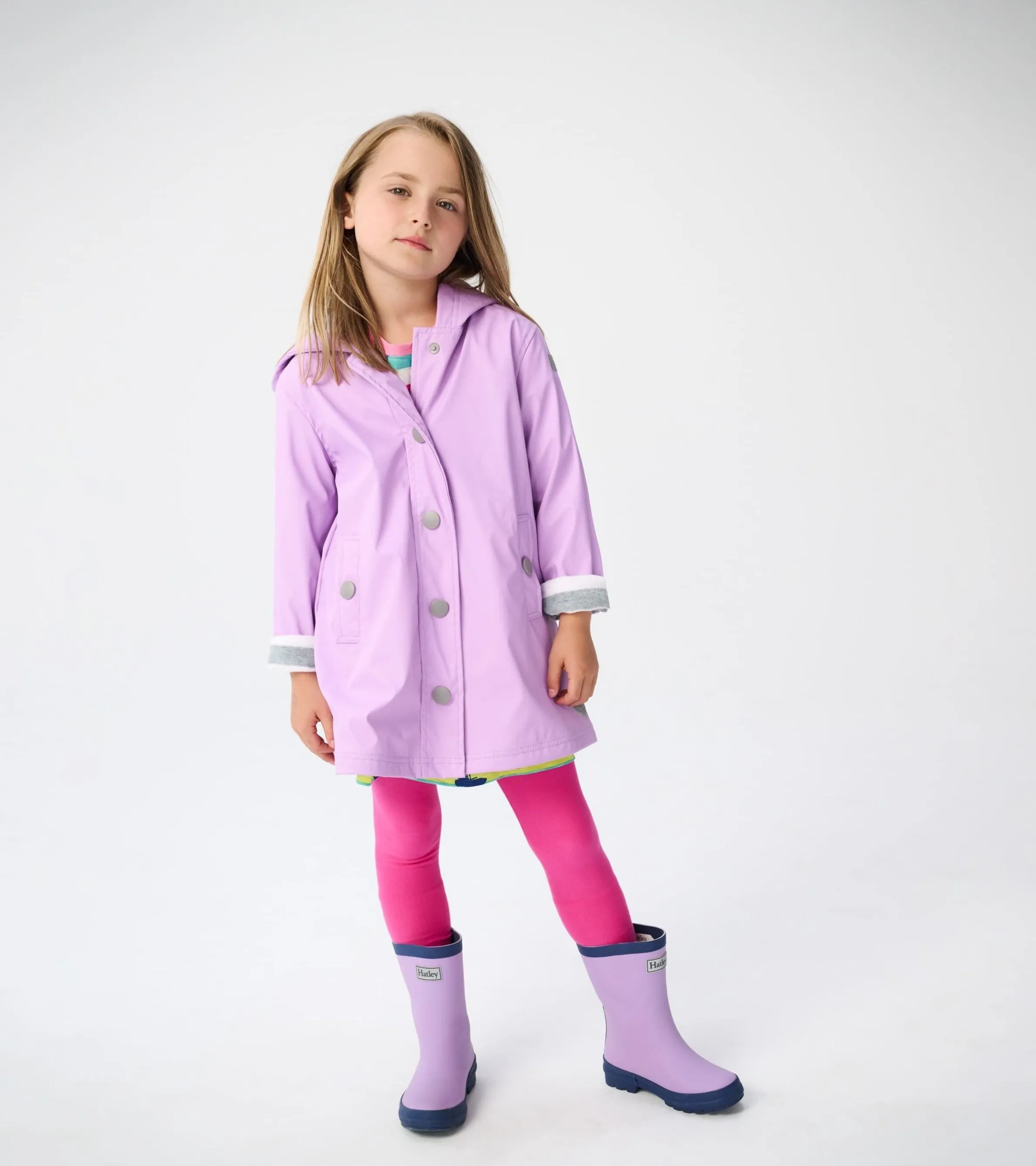 Kids Lilac And Navy Matte Rain Boots -Hatley