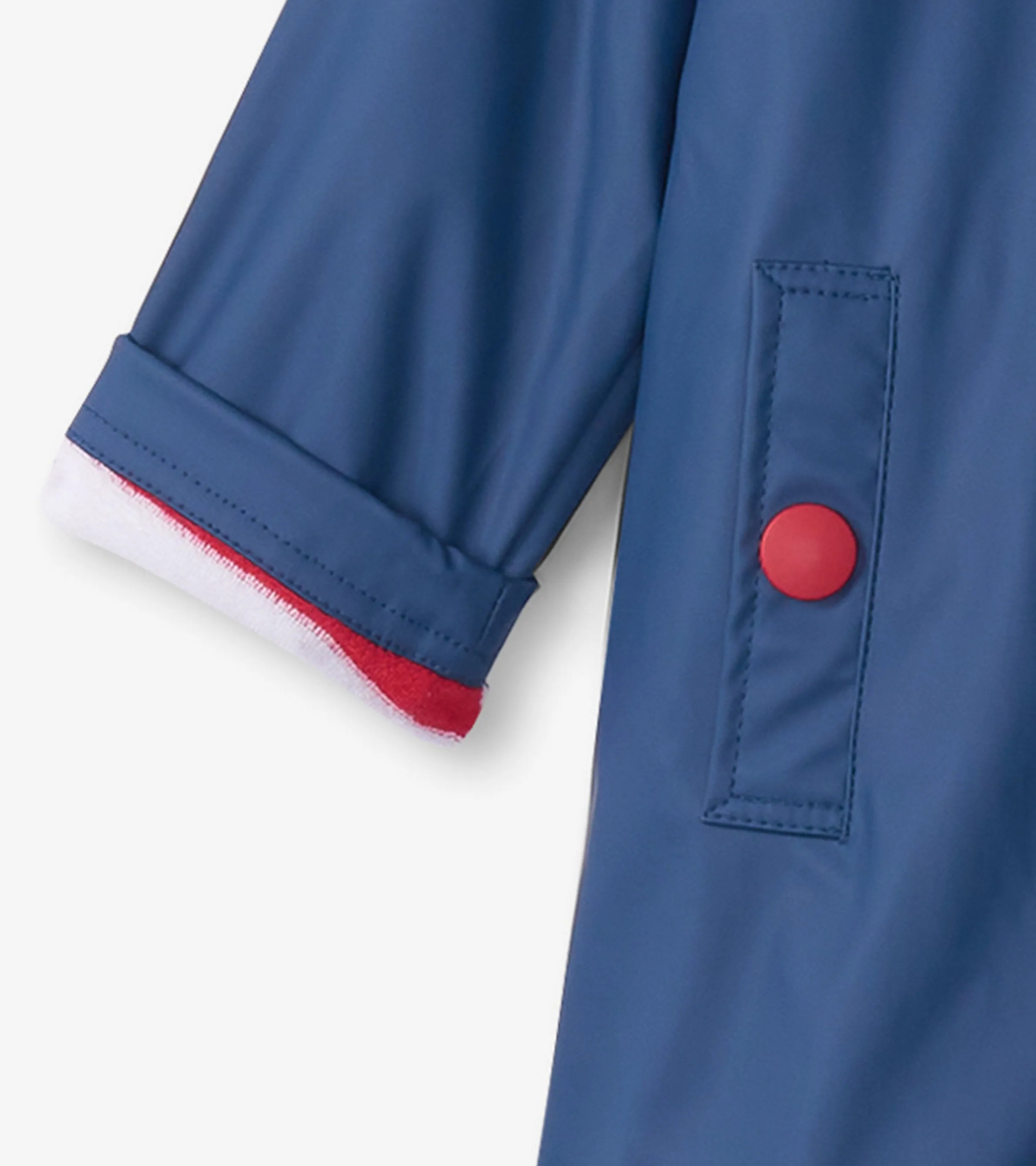 Kids Navy & Red Button-Up Rain Jacket -Hatley