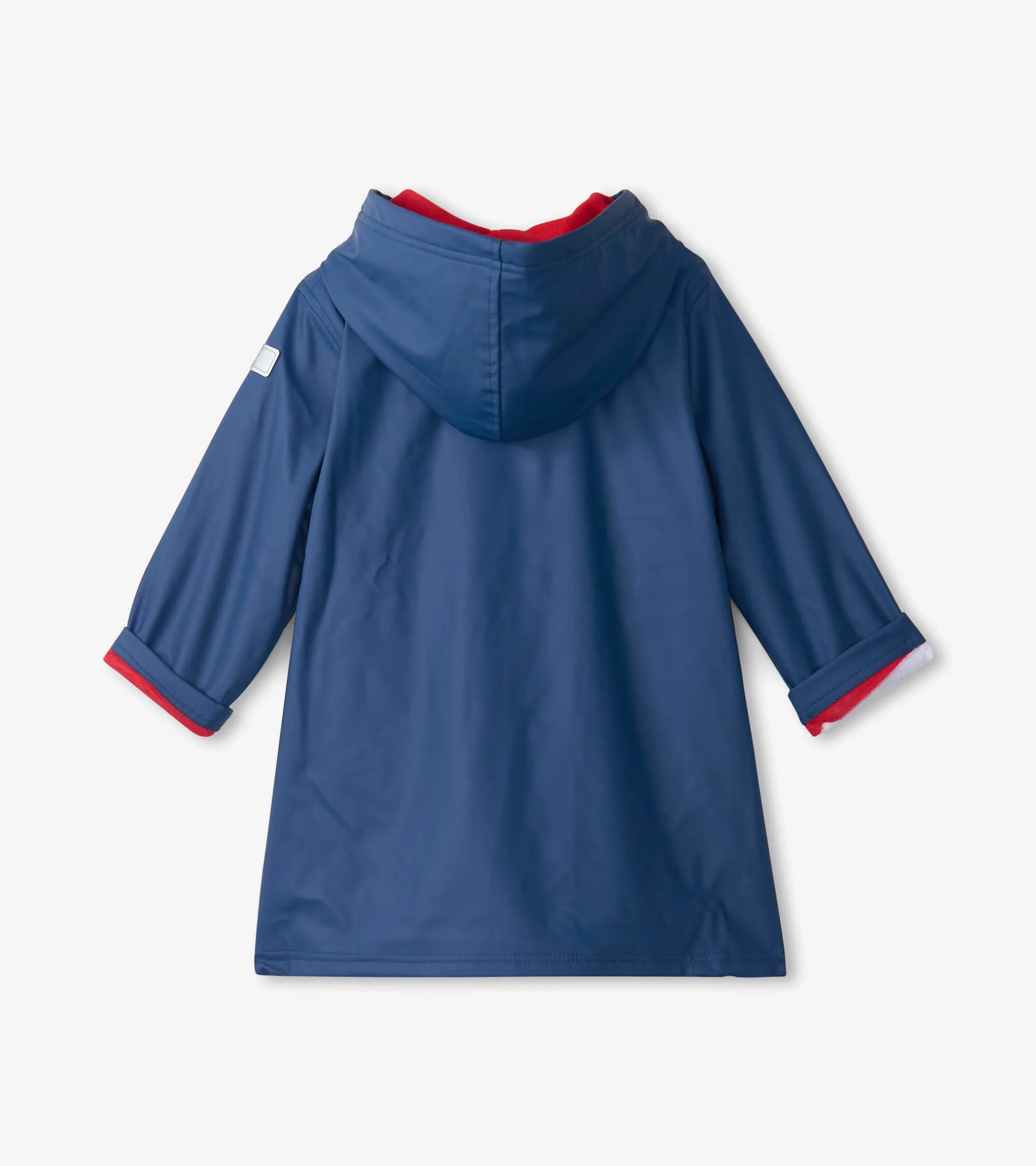 Kids Navy & Red Button-Up Rain Jacket -Hatley