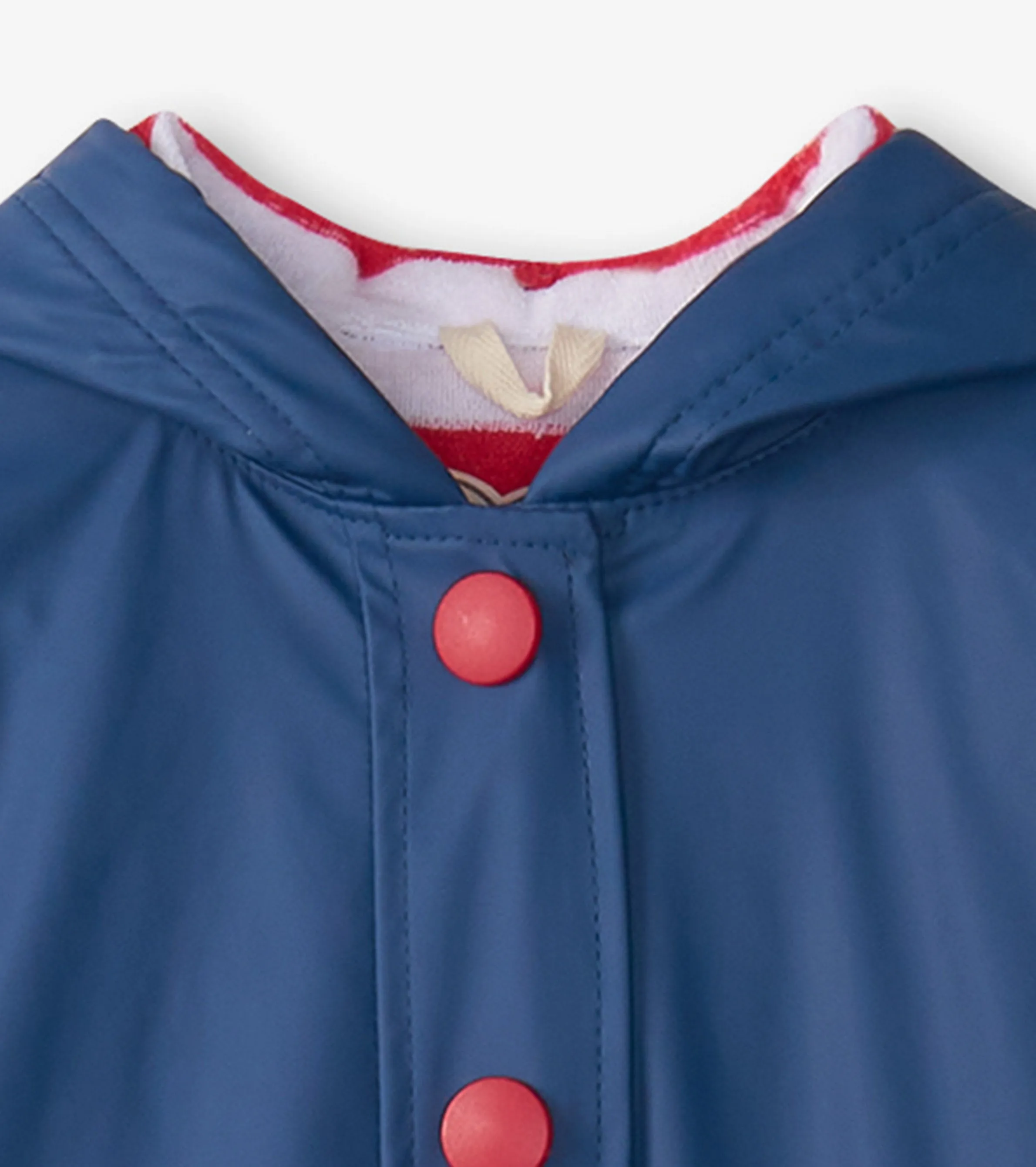 Kids Navy & Red Button-Up Rain Jacket -Hatley