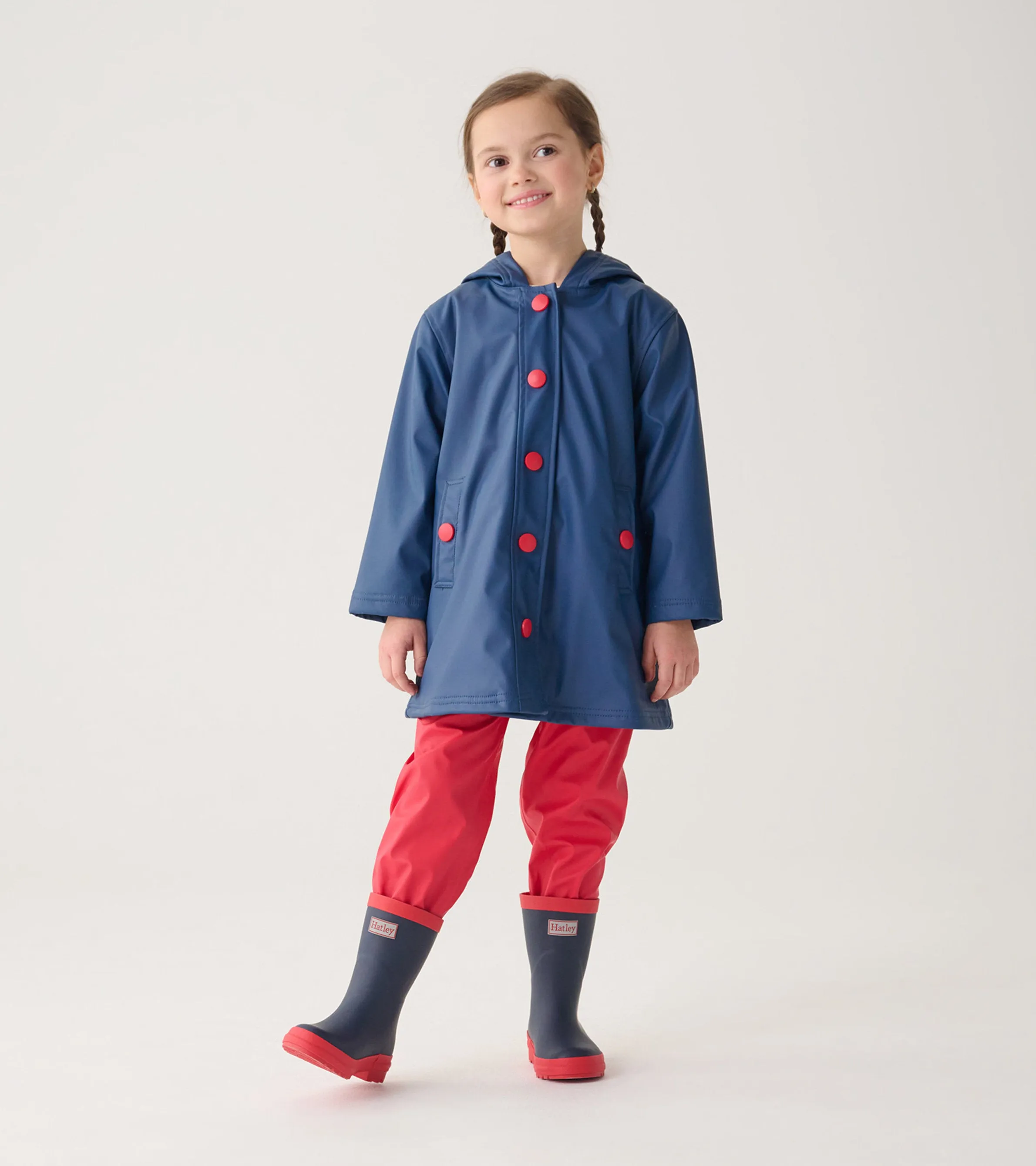 Kids Navy & Red Matte Rain Boots -Hatley