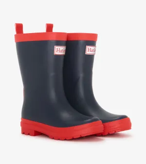 Kids Navy & Red Matte Rain Boots -Hatley