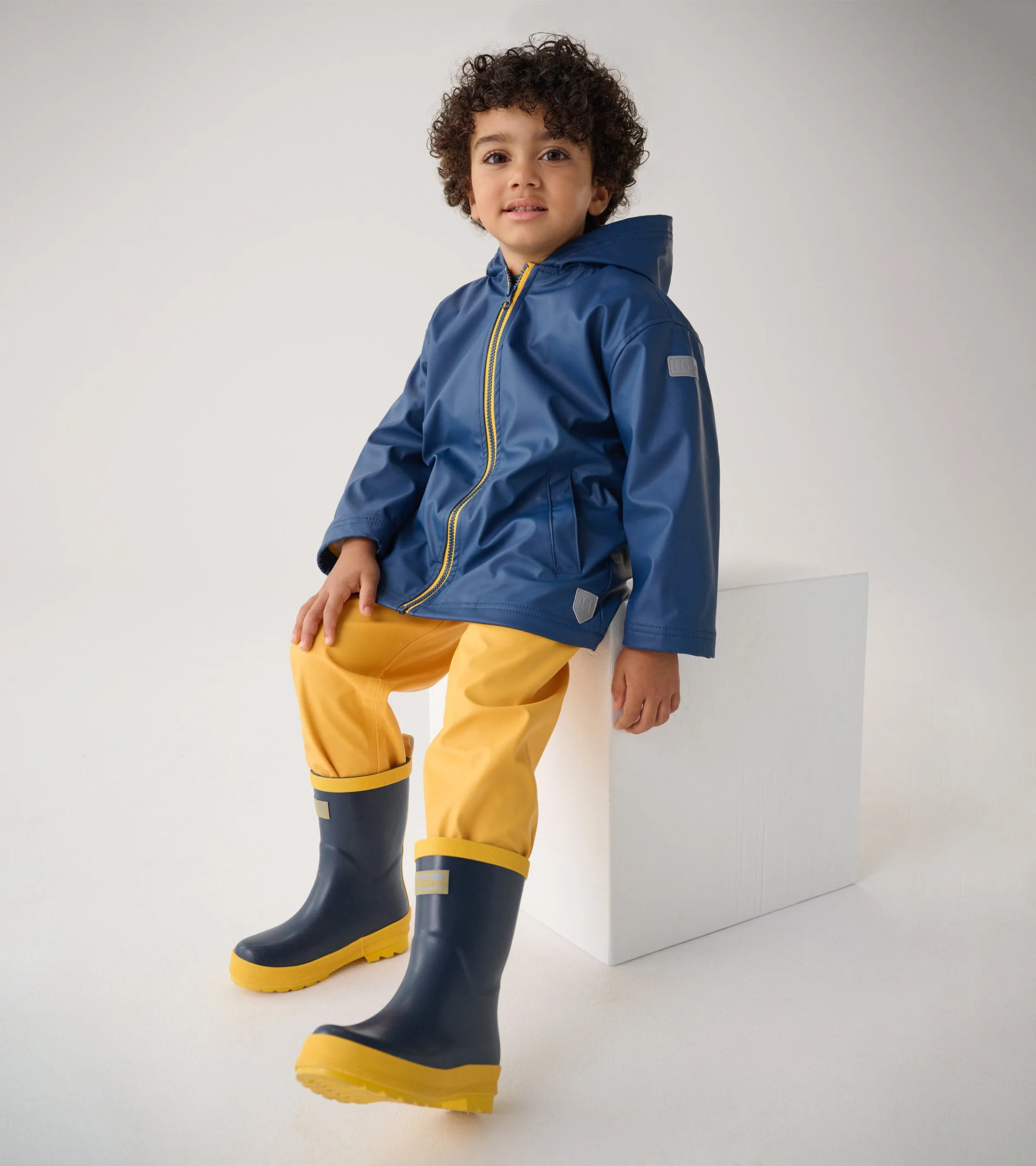 Kids Navy & Yellow Matte Rain Boots -Hatley