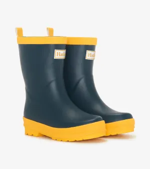 Kids Navy & Yellow Matte Rain Boots -Hatley
