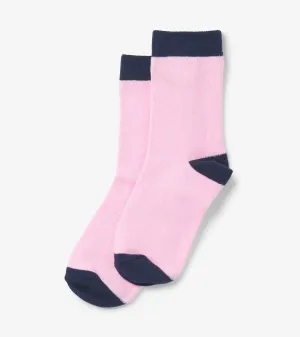 Kids Pink & Navy Crew Socks -Hatley