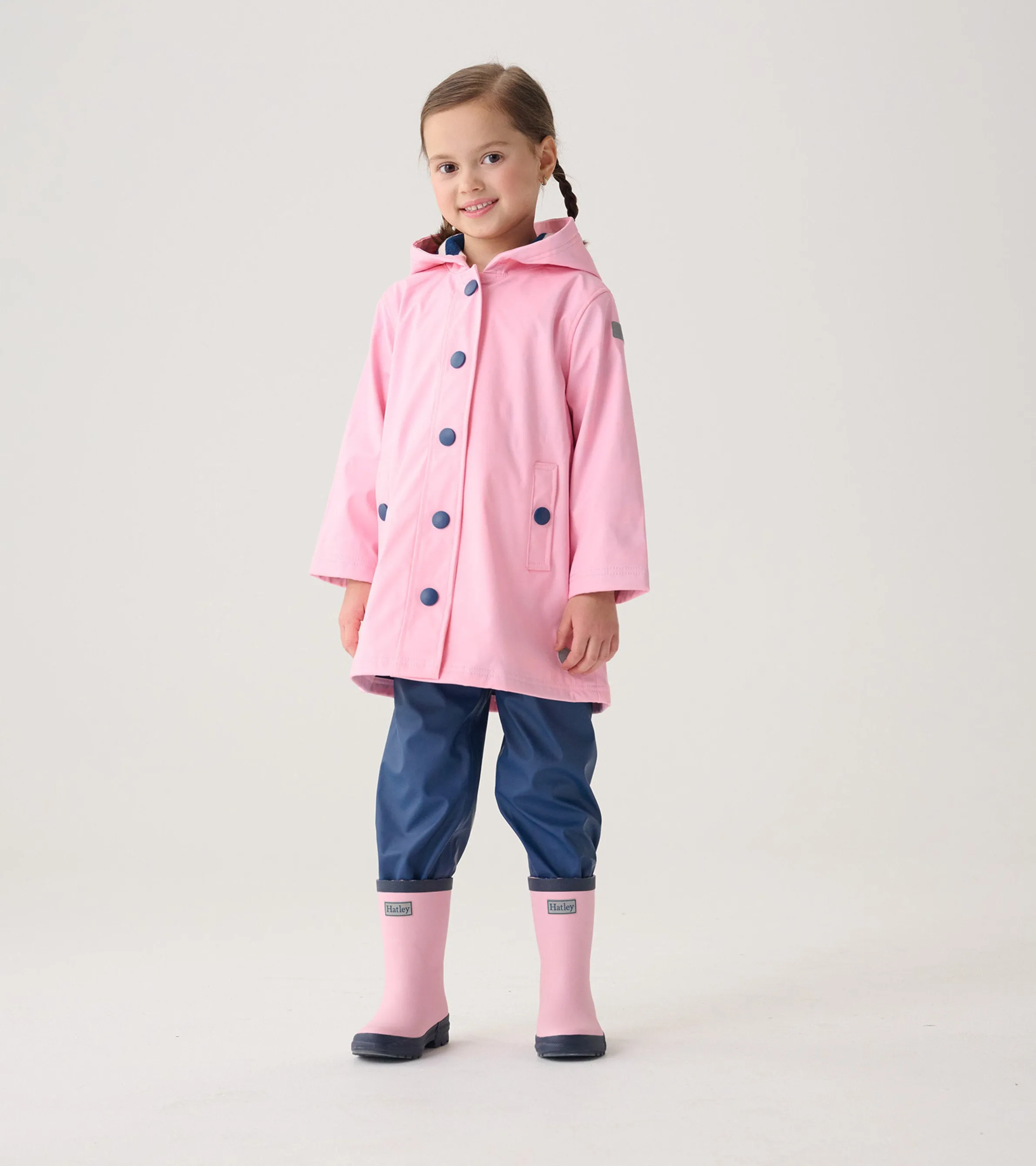 Kids Pink & Navy Matte Rain Boots -Hatley