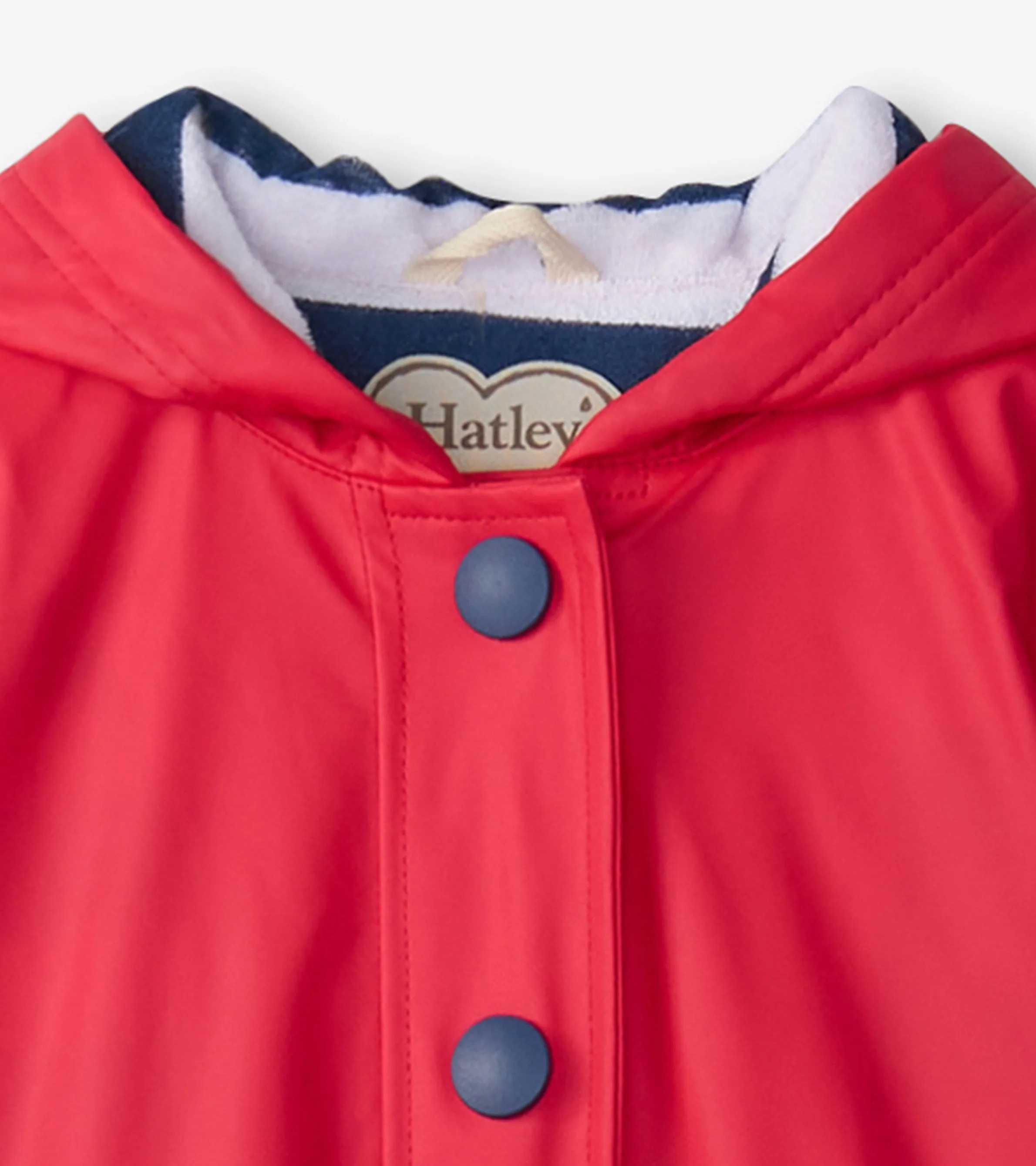 Kids Red & Navy Button-Up Rain Jacket -Hatley
