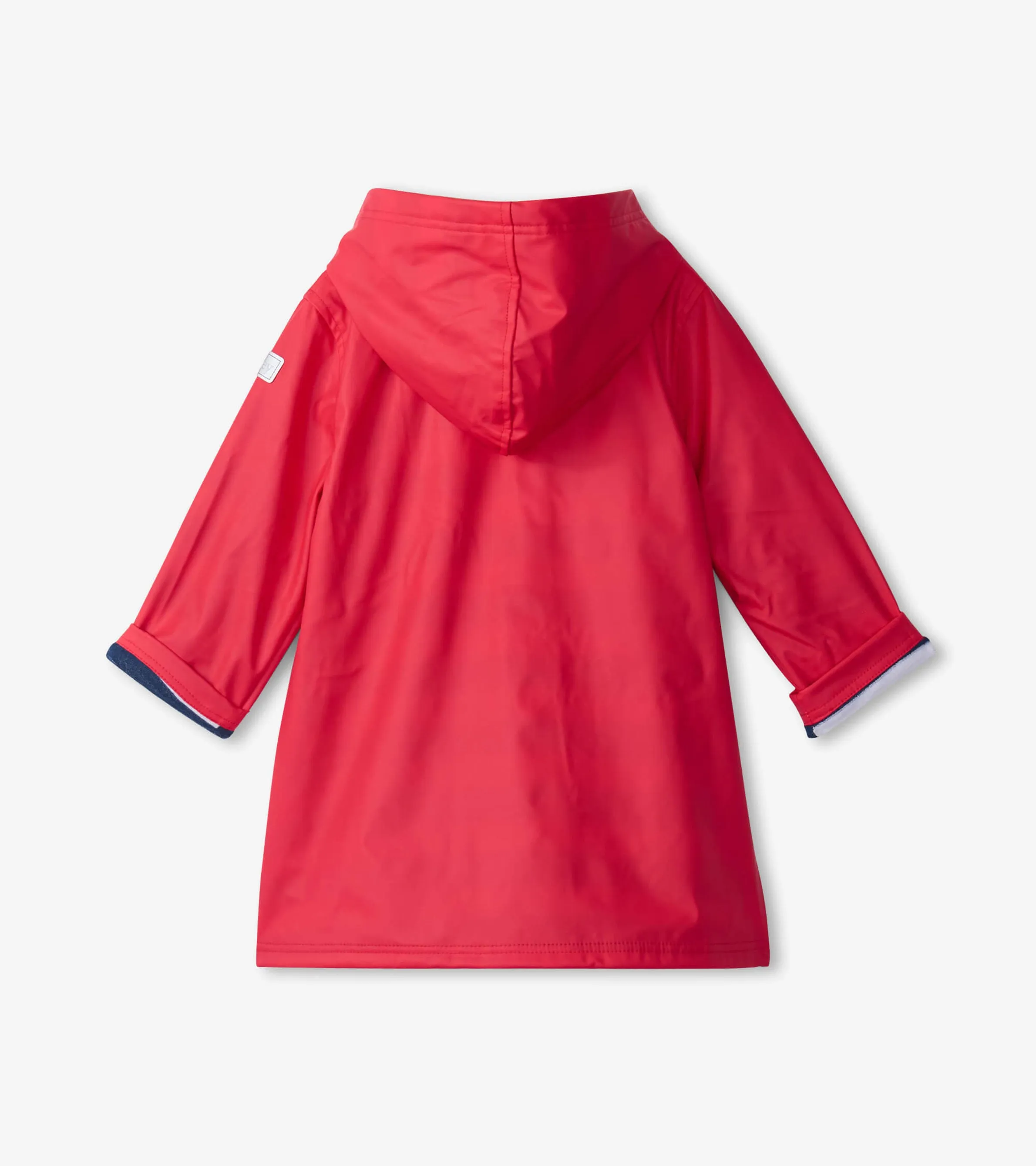 Kids Red & Navy Button-Up Rain Jacket -Hatley