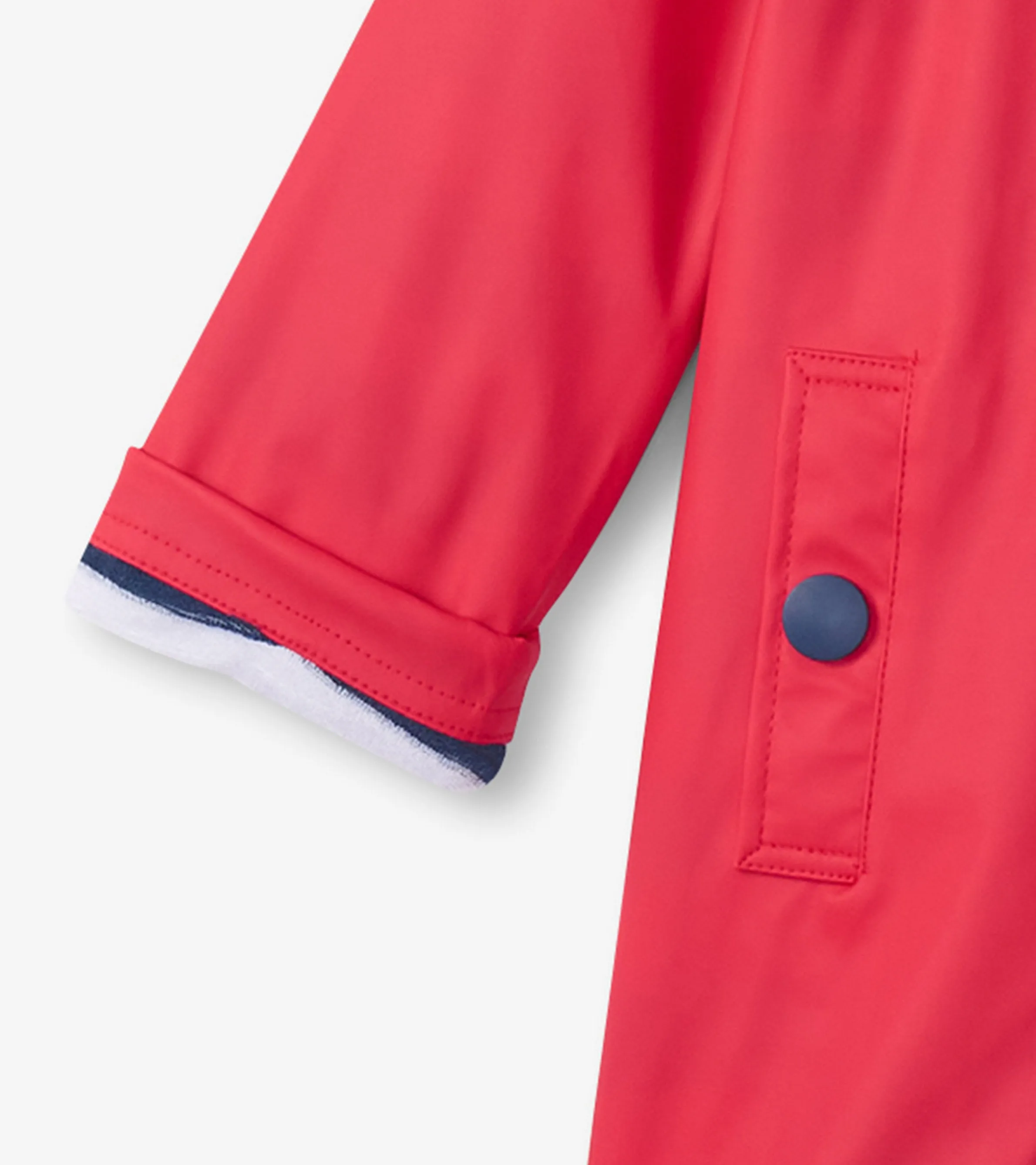 Kids Red & Navy Button-Up Rain Jacket -Hatley