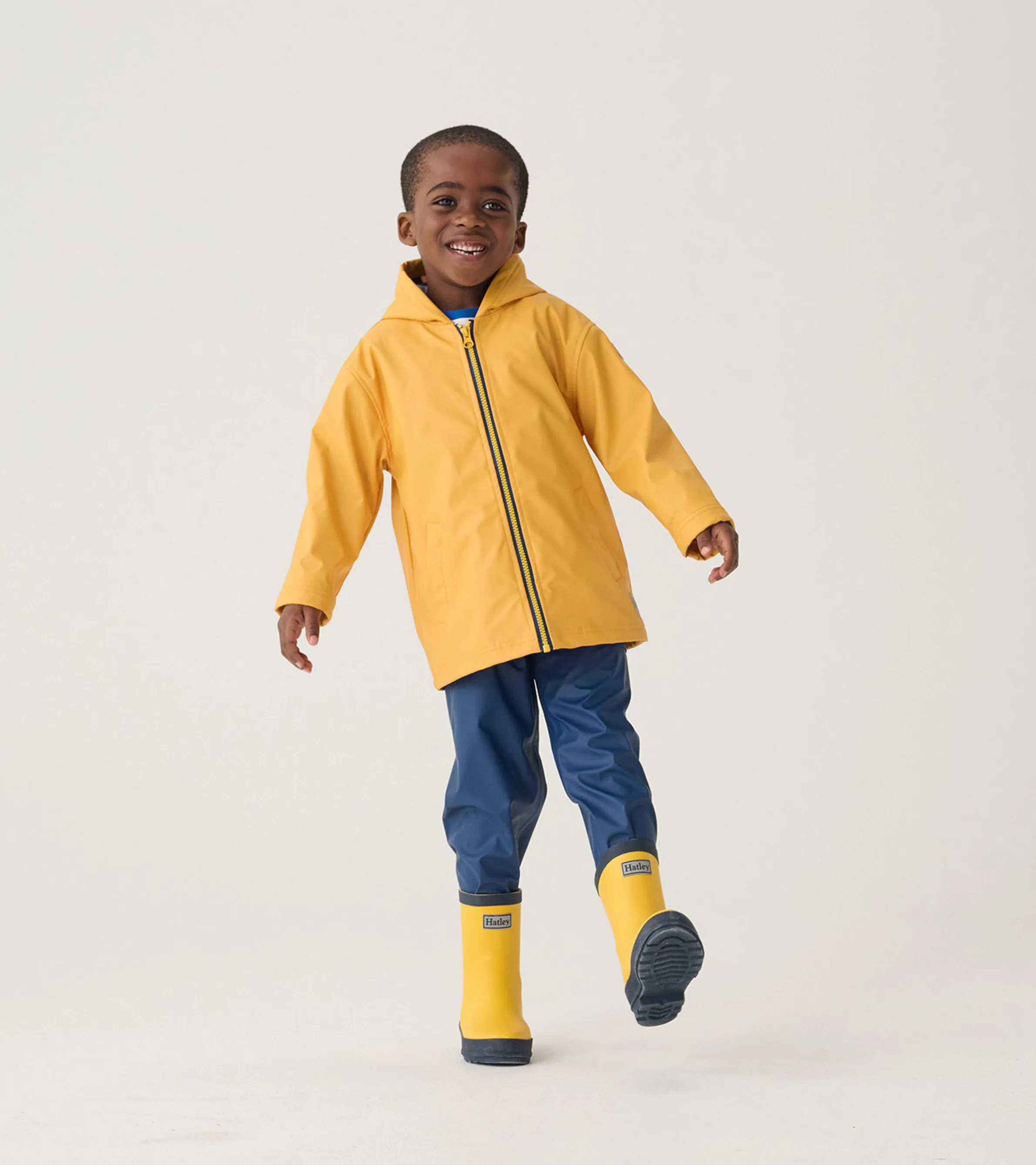 Kids Yellow & Navy Matte Rain Boots -Hatley