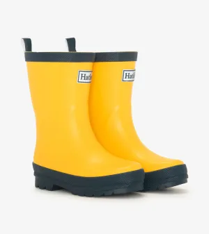 Kids Yellow & Navy Matte Rain Boots -Hatley