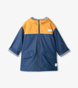 Kids Yellow & Navy Zip-Up Rain Jacket -Hatley
