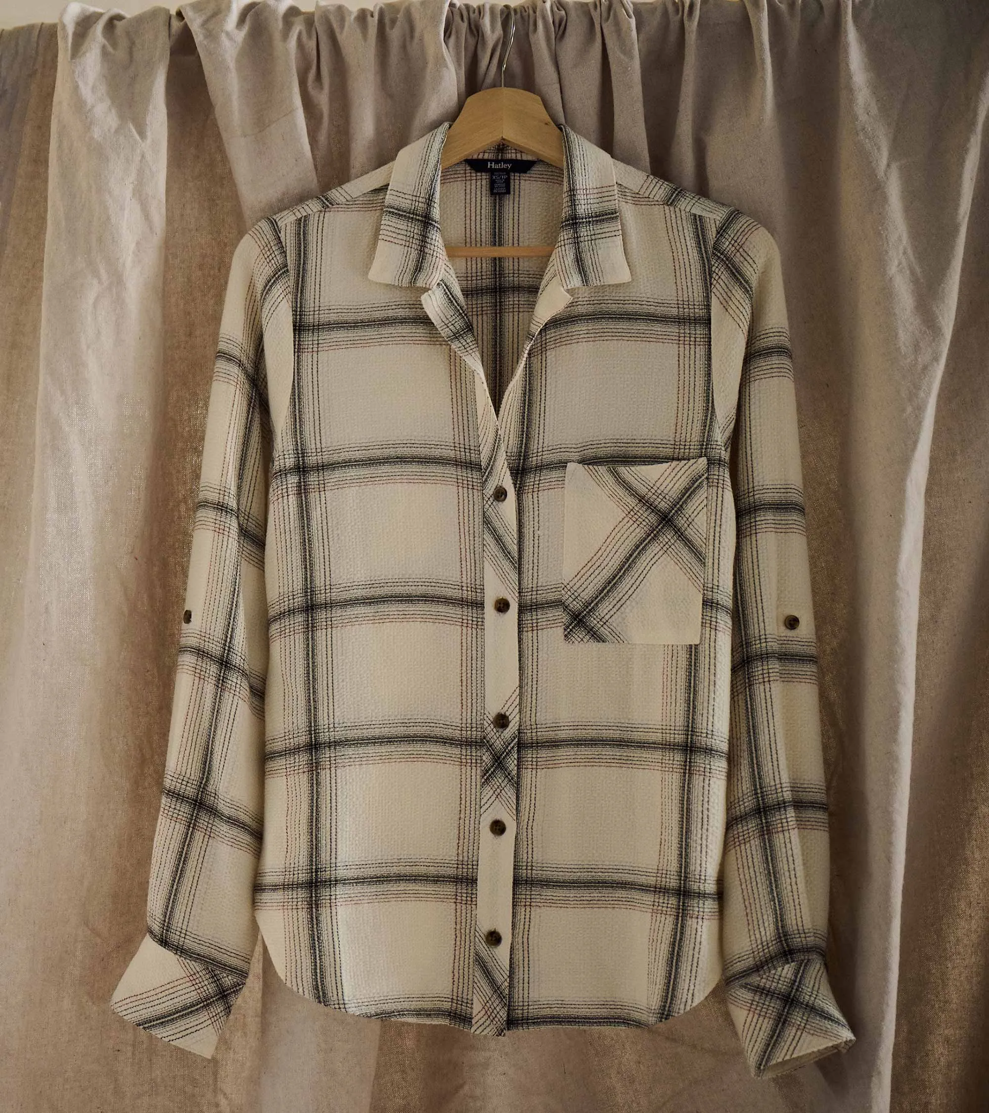 Lila Button Down - Cream Plaid -Hatley