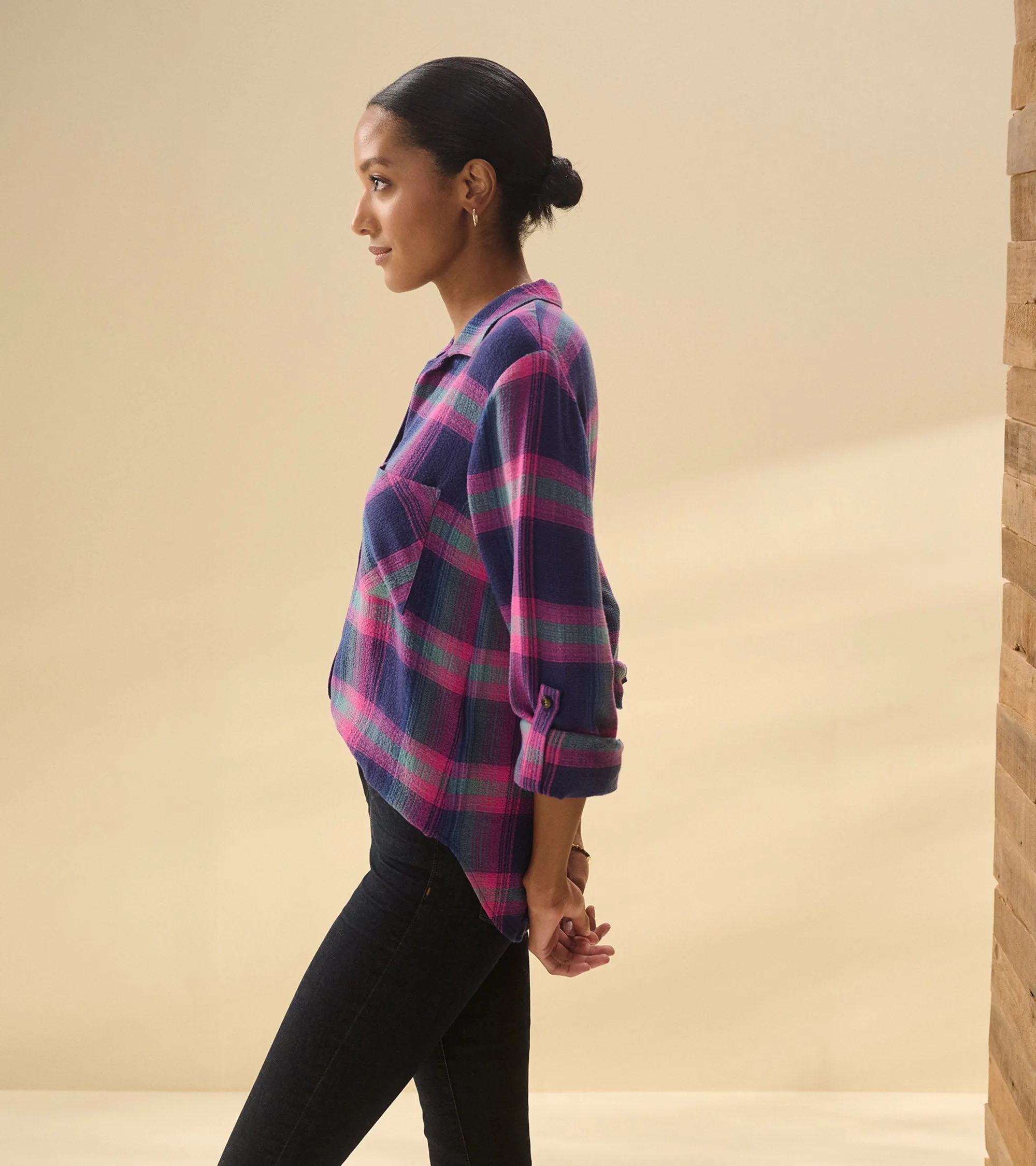 Lila Button Down - Fuchsia Plaid -Hatley