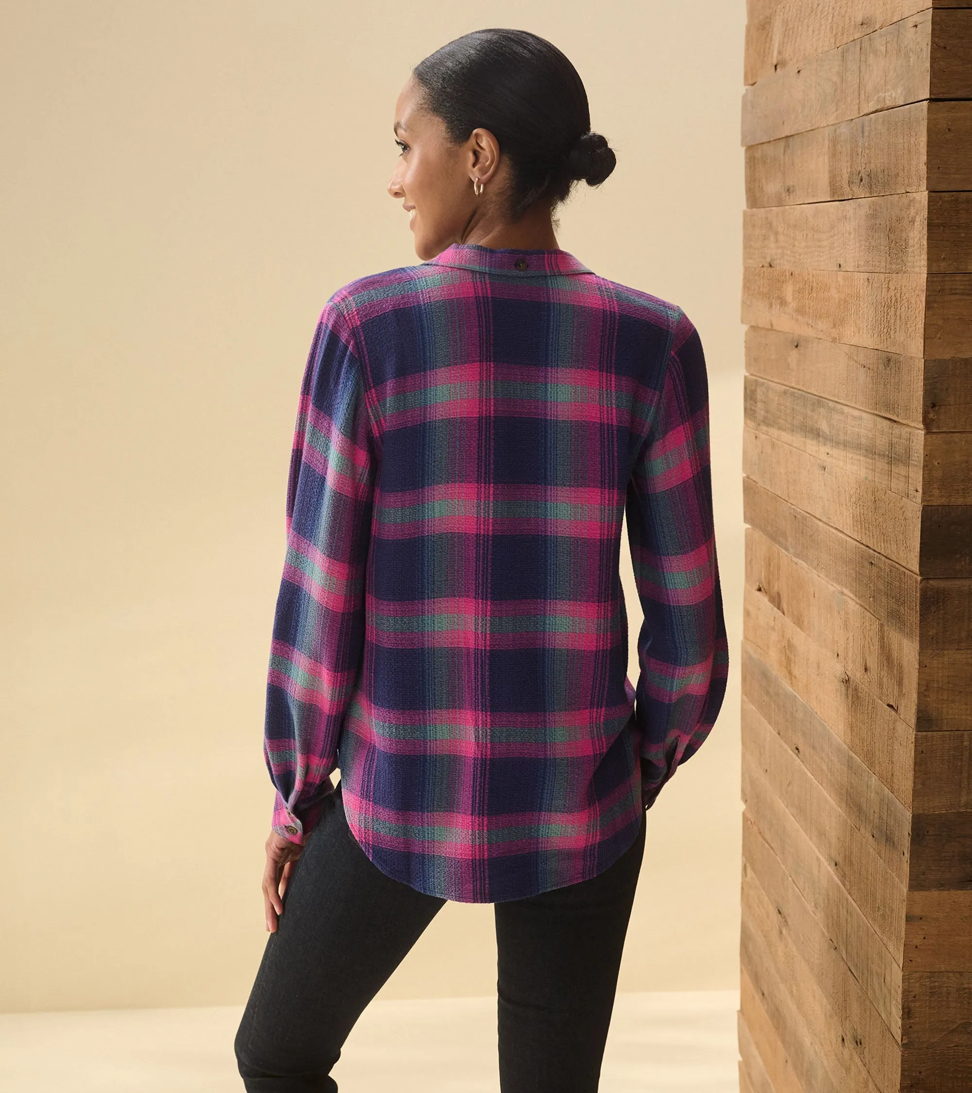 Lila Button Down - Fuchsia Plaid -Hatley