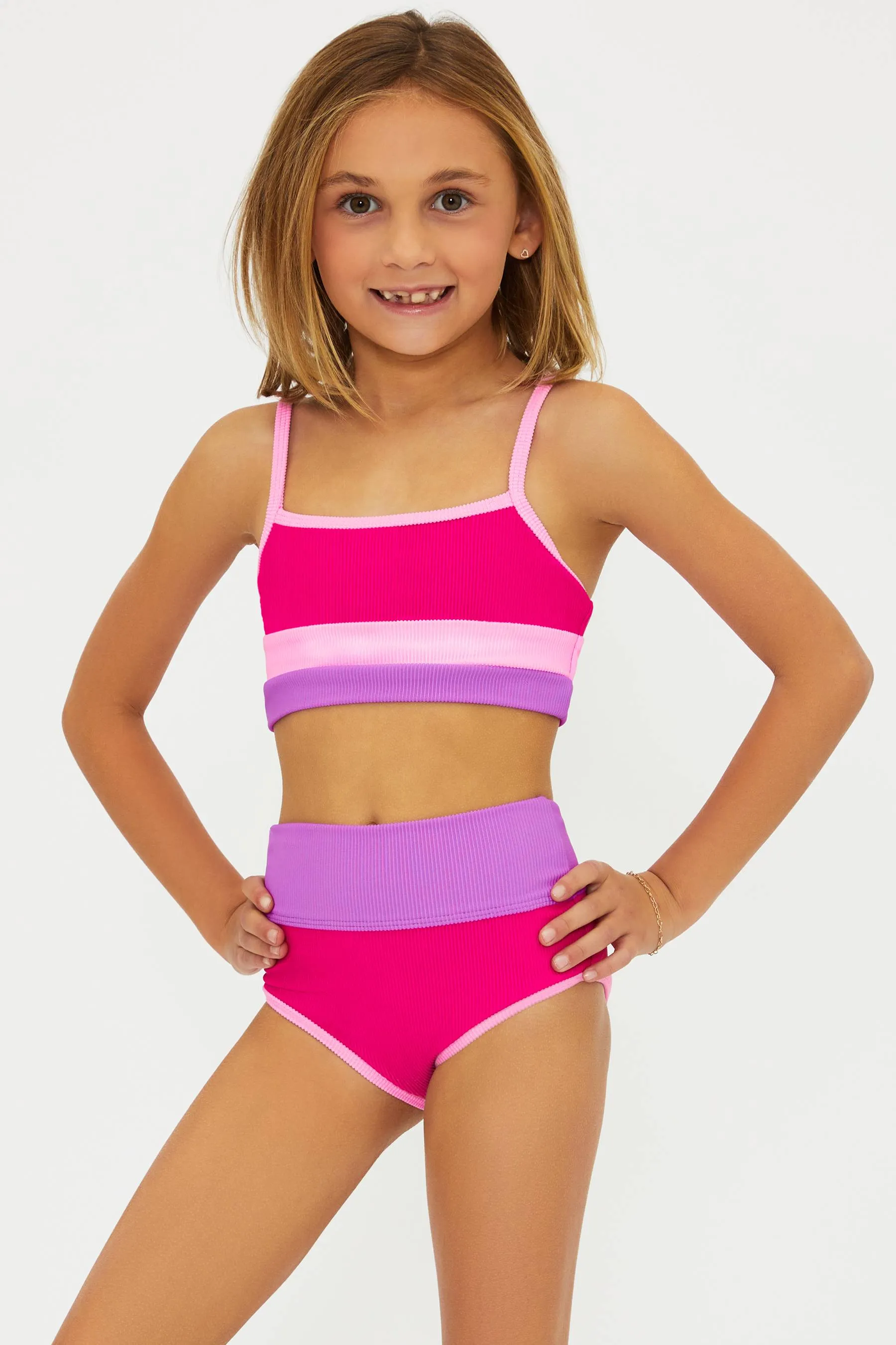 Little Eva & Emmie Set Raspberry Colorblock Beach Riot