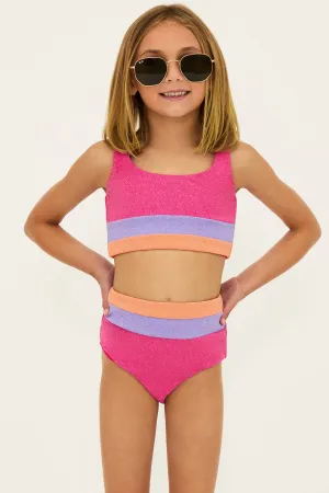 Little Mackenzie & Heidi Set Coral Bay Colorblock Scrunch Beach Riot