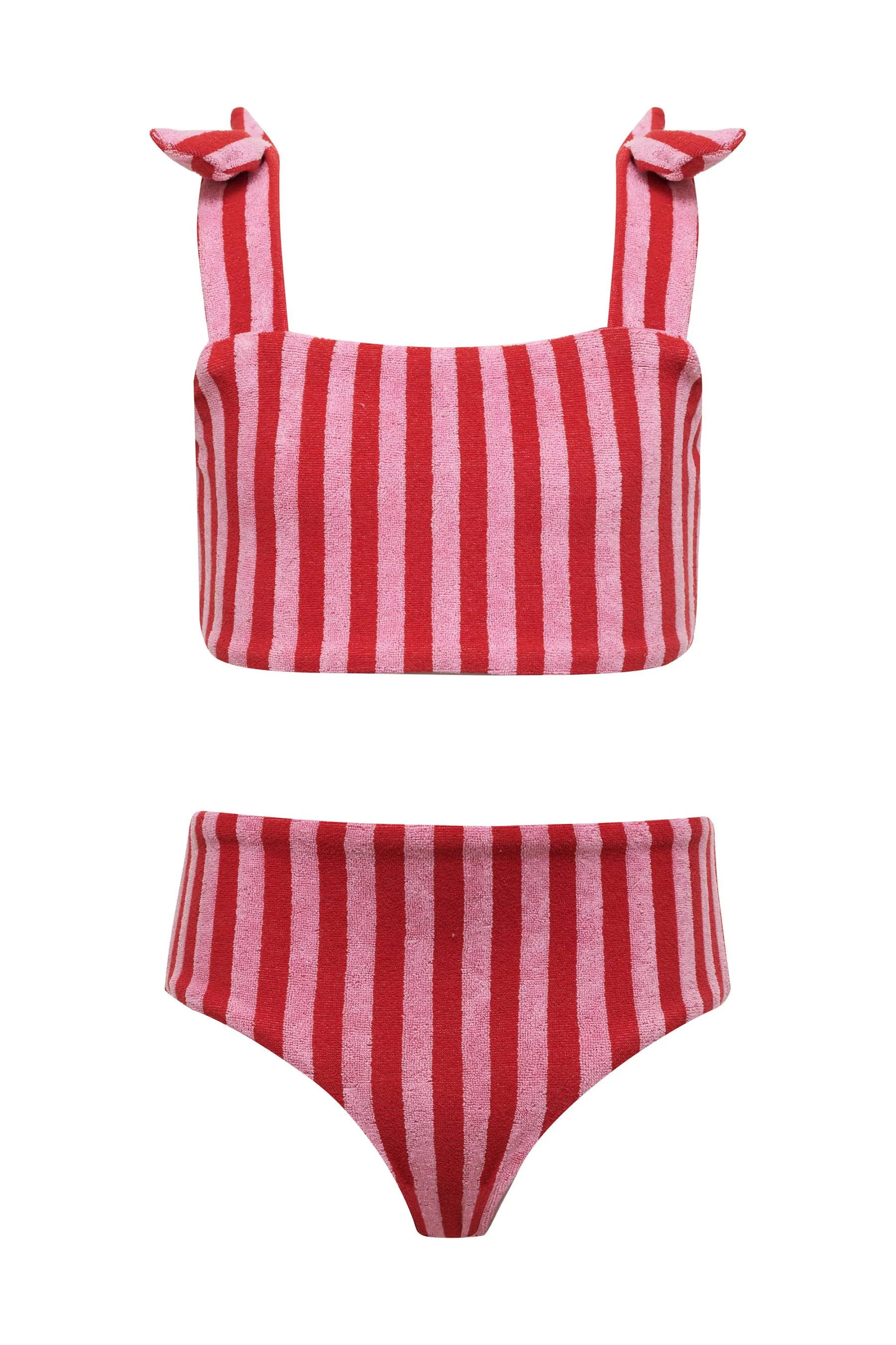 Little Stella & Janie Set Candy Cane Stripe Terry Beach Riot