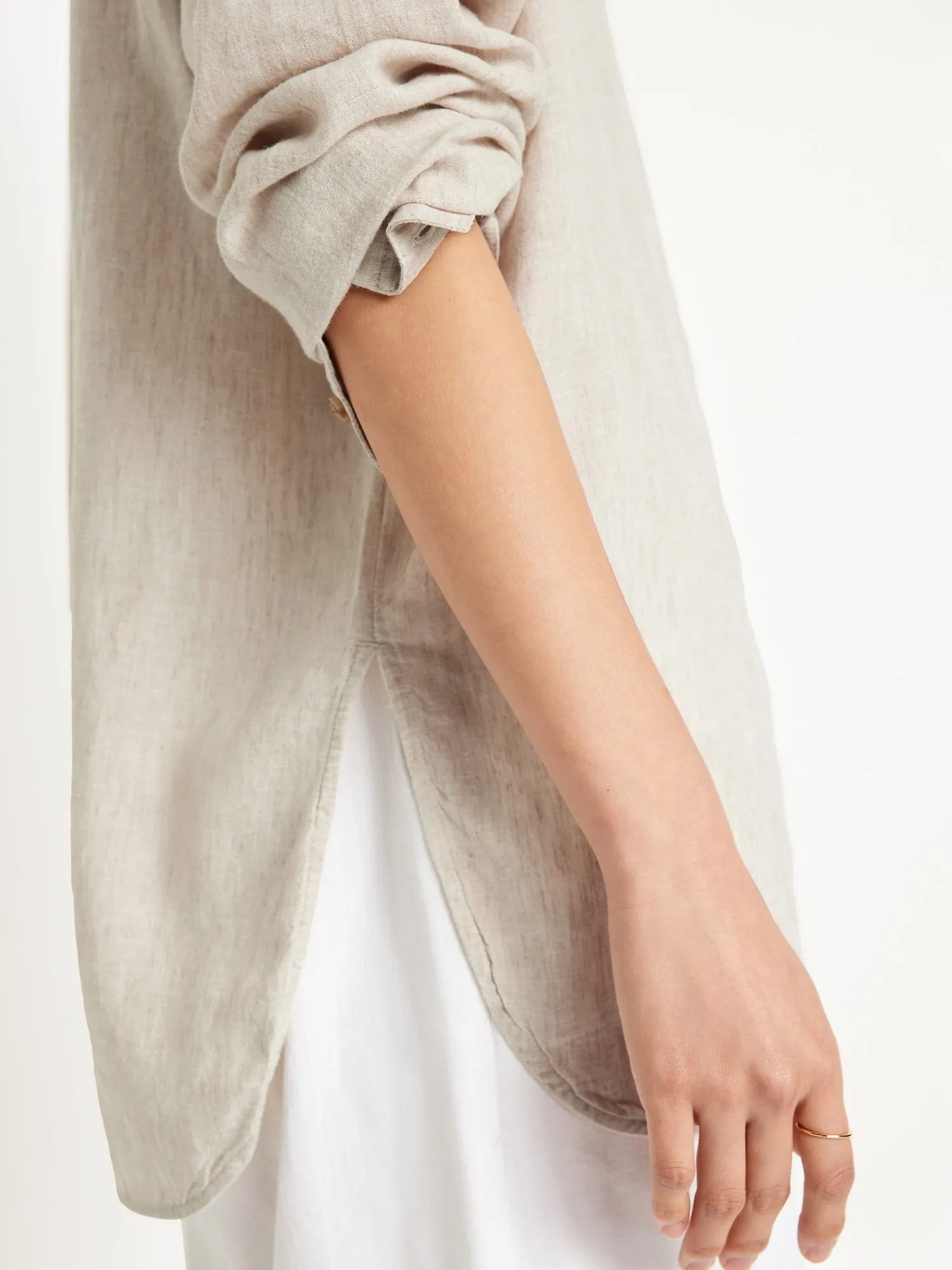 Loose Button-Down Linen-Blend Shirt