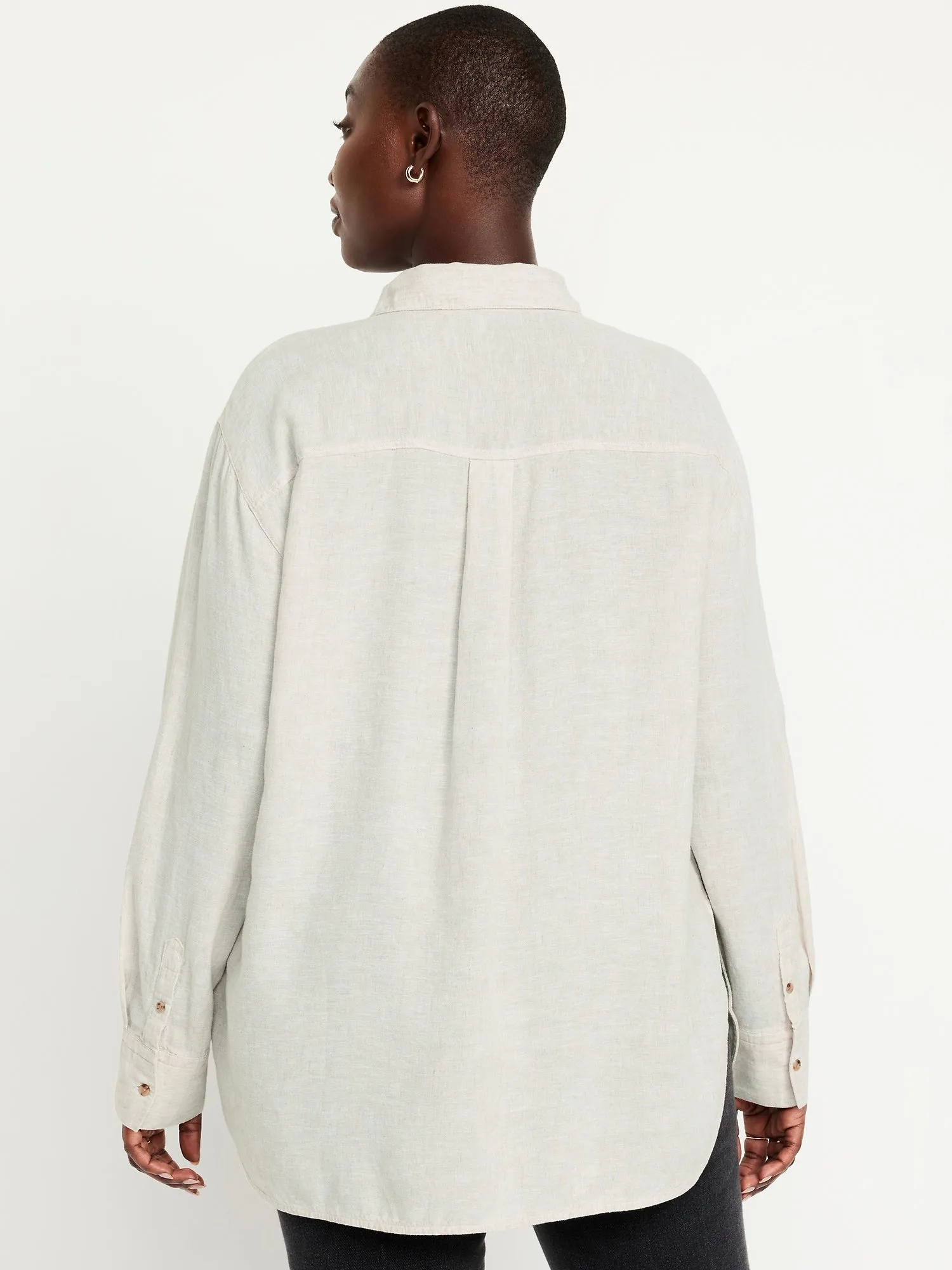 Loose Button-Down Linen-Blend Shirt