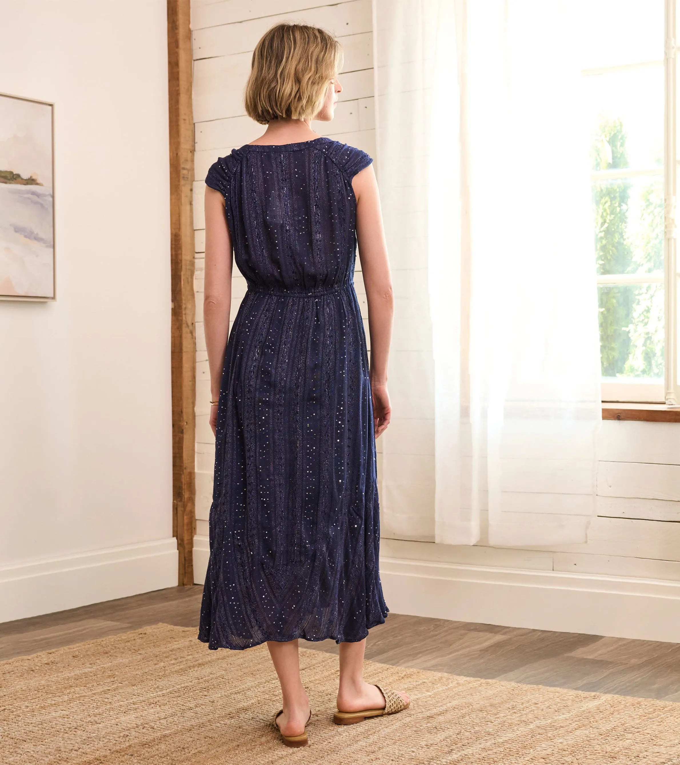 Millie Dress - Navy Sequin Stripes -Hatley